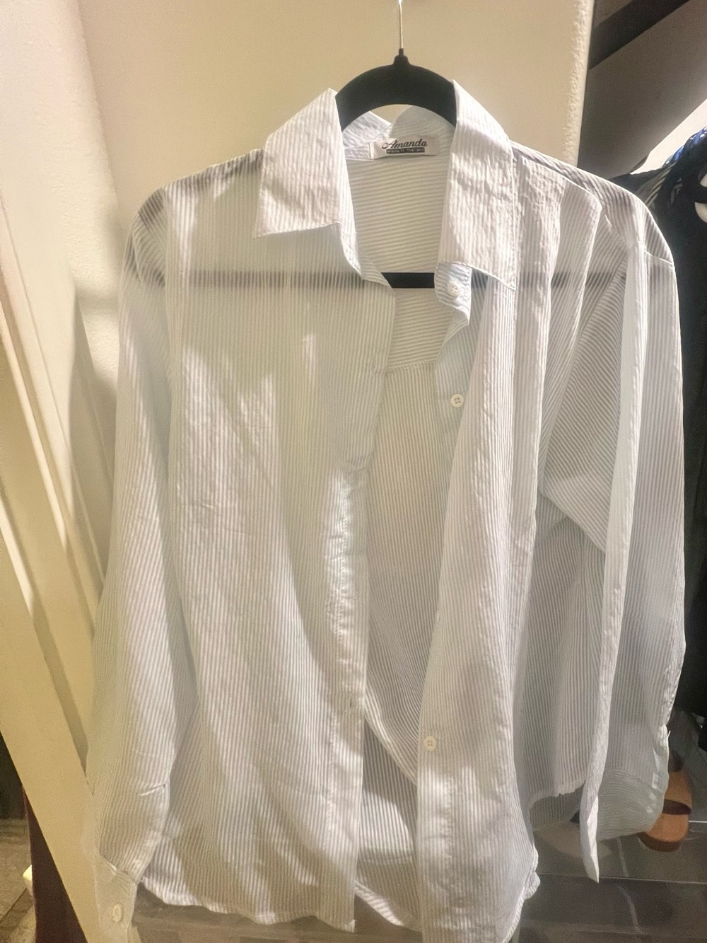 Women’s Light Blue Pinstripe Dress Shirt